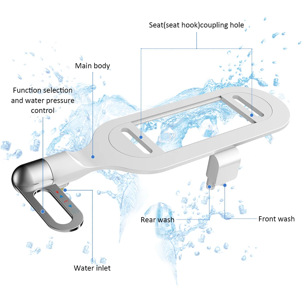 Bidet Toilet Seat New Lightweight Ultra-thin Non-Electric  Double Nozzle Adjustable Water Pressure