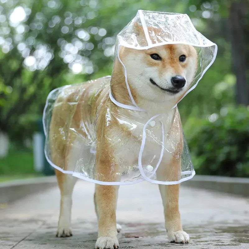 Pet Dog Puppy Transparent Rainwear Raincoat Pet Hooded Waterproof Jacket Clothes Soft PVC Small Dogs Raincoat Puppy Rain Poncho