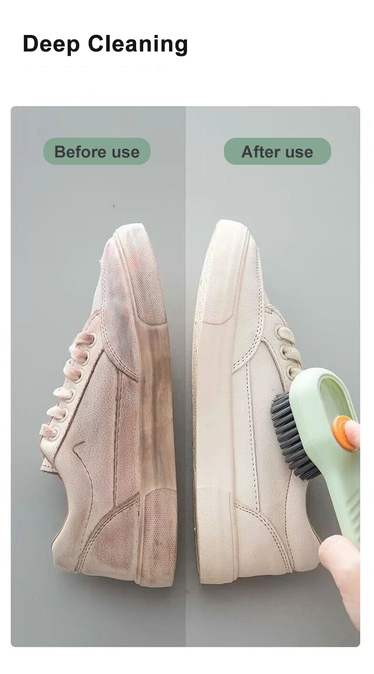 Multifunction Cleaning Shoe Brush Soft Automatic Liquid Shoe Brush Long Handle Clothes Soap Brush With Hook Clean Tool