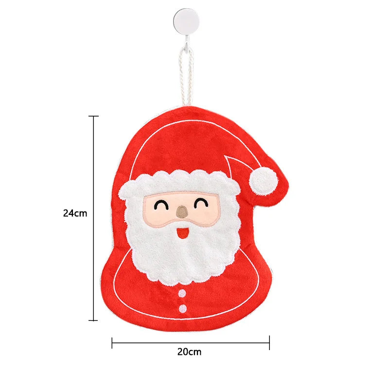 Christmas Hand Towel Creative Snowman Santa Claus Shape Handkerchief Towels Kitchen Bathroom Absorbent Hand Cloth Xmas Decor