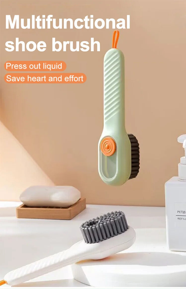 Multifunction Cleaning Shoe Brush Soft Automatic Liquid Shoe Brush Long Handle Clothes Soap Brush With Hook Clean Tool