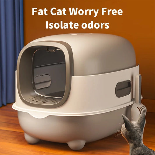 Closed cat litter box, splash proof, odor isolation, dual-purpose, foldable design, can accommodate cats weighing less t