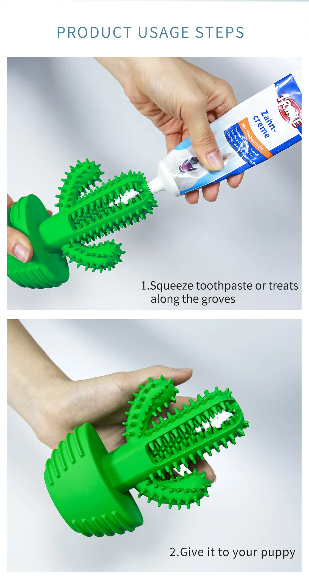 Dog Cactus Interactive Rubber Chew Toys For Small Large Dogs Tooth Cleaning Toothbrush For Small Large Dogs Treat Dispenser Pet