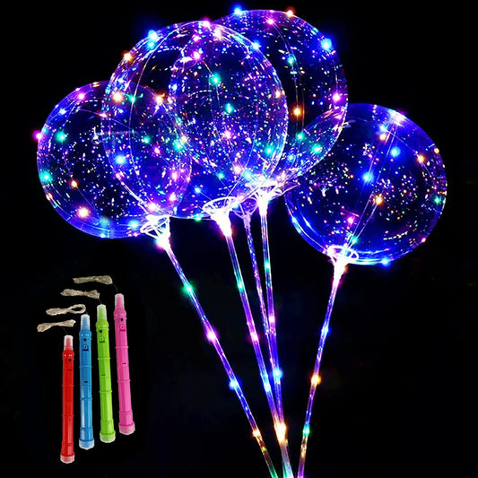 20 Inches Glow Clear Bubble Balloon LED Light Up BoBo Balloons for Baby Shower Christmas Birthday Party Wedding Decoration