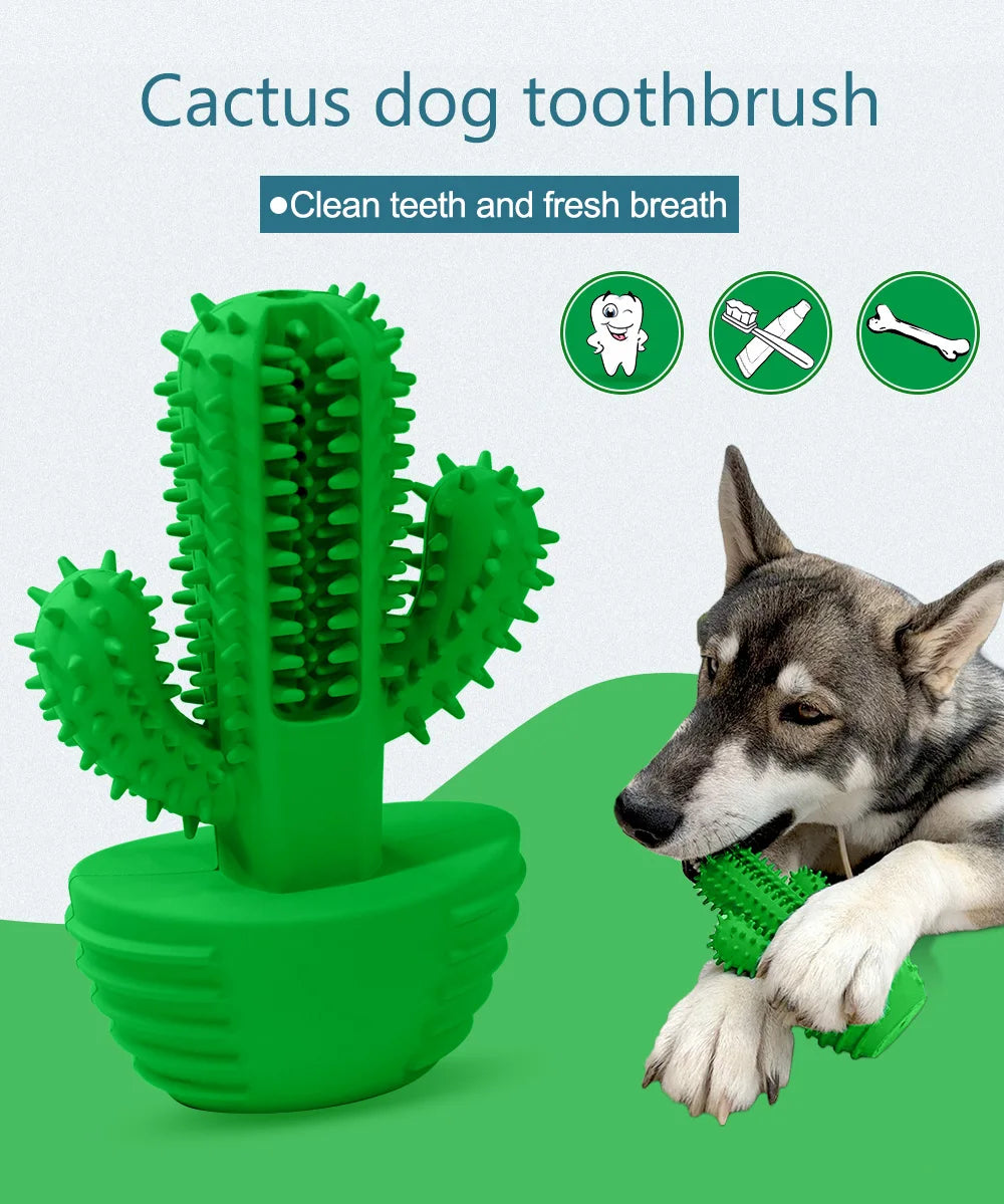 Dog Cactus Interactive Rubber Chew Toys For Small Large Dogs Tooth Cleaning Toothbrush For Small Large Dogs Treat Dispenser Pet