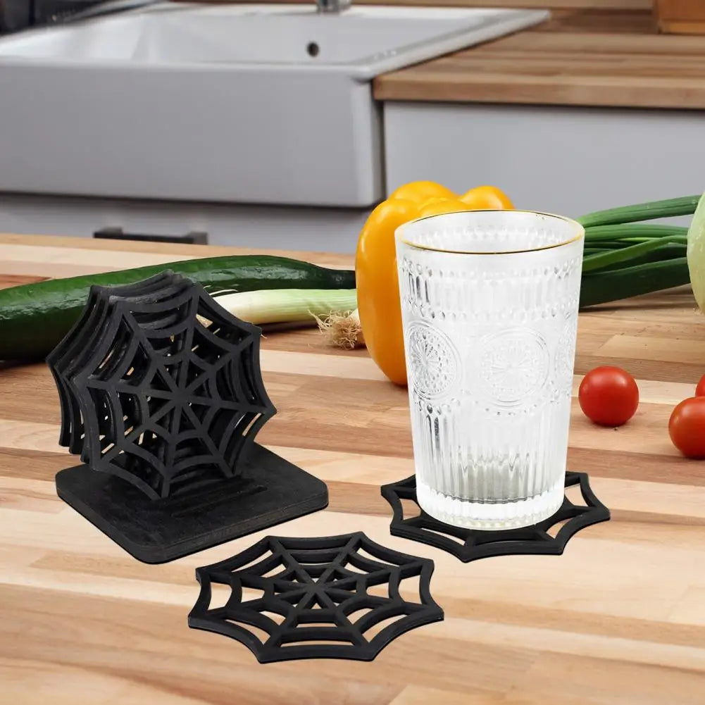 Halloween Coaster Halloween Table Decor Spooky Spider Web Coasters Festive Halloween Table Placemats for Home Decoration Set