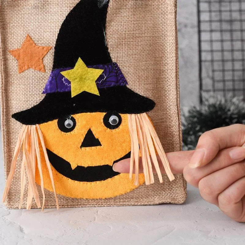 Halloween Gift Non Woven Tote Bag Black Hat Pumpkin Witch Horror Ghost Festival Party Trick or Treat Happy Halloween Day Decor