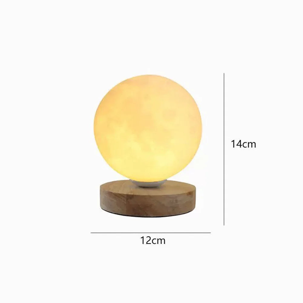 Levitating Moon Magnetic Floating Night Light, Creative Table 3D Printed LED Lamp with Wooden Base for Gift Office Bedroom Home